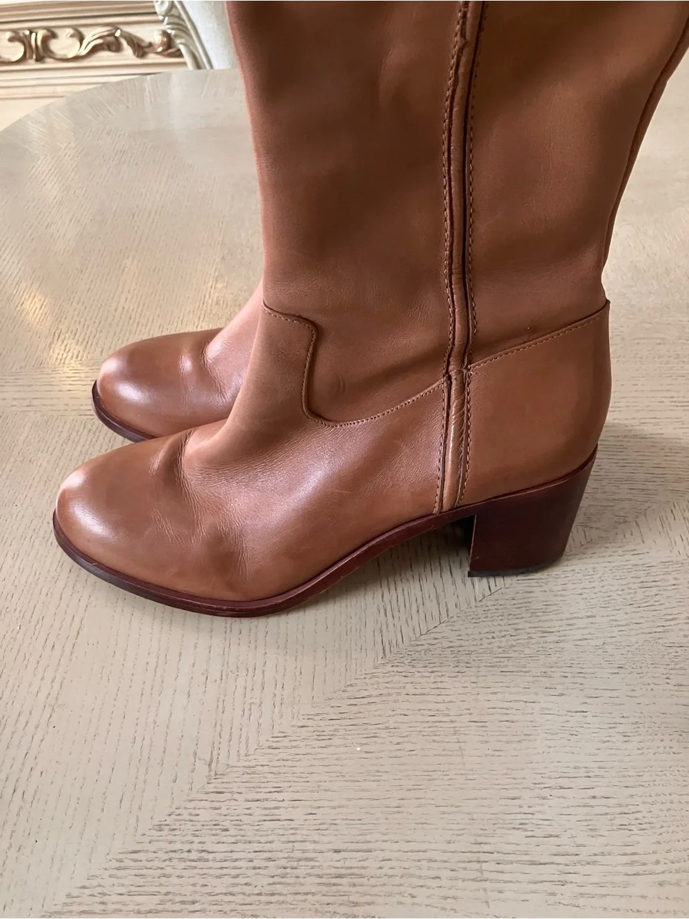 Sam Edelman JOPLIN Over-the-Knee Leather Riding Boots in Cognac Size 9.5M